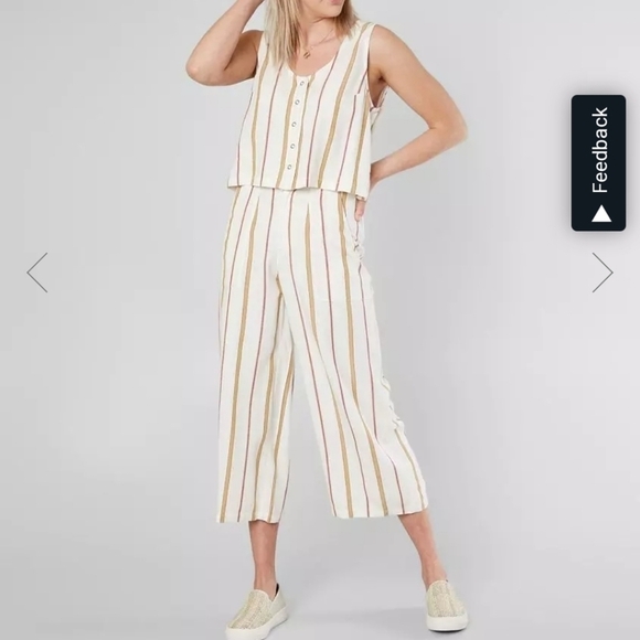 NWT RVCA Note To Self striped snap front tie back crop tank top A99 - Picture 3 of 7